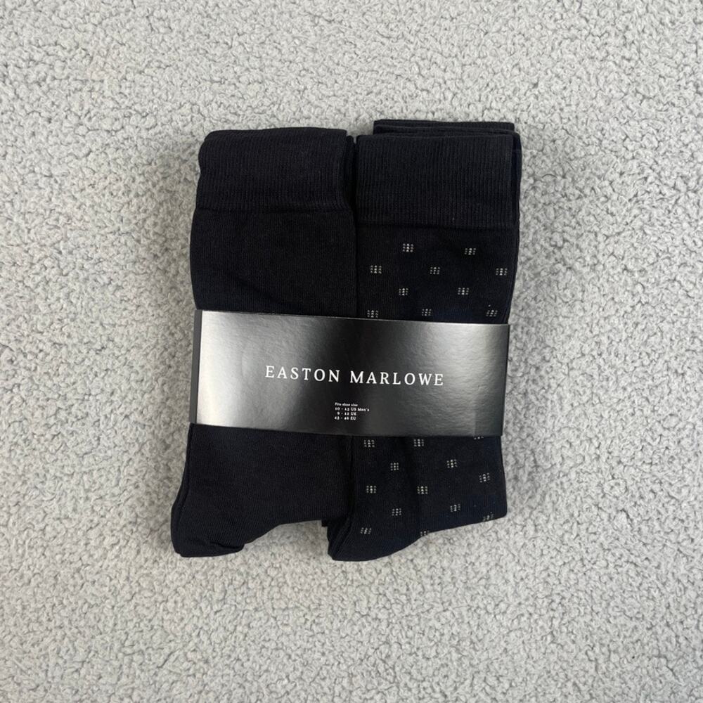EASTON MARLOWE Men's Shoe Size 10-13 Black White Cotton Polyamide Elastane 6PK